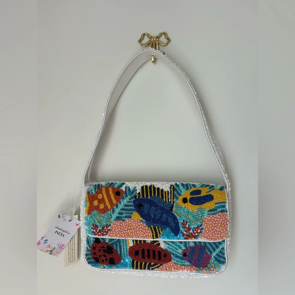 Viral Beaded Fish Colorful Shoulder Bag